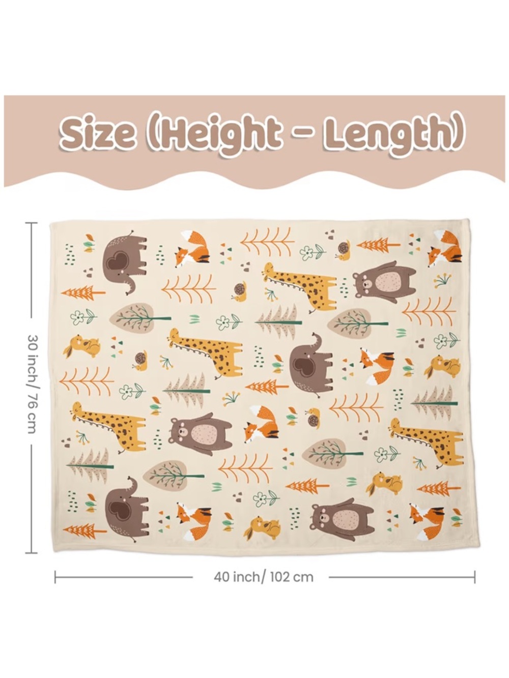 Woodland Animal Minky Baby Blanket - Cream and Gray - Picture 6 of 7